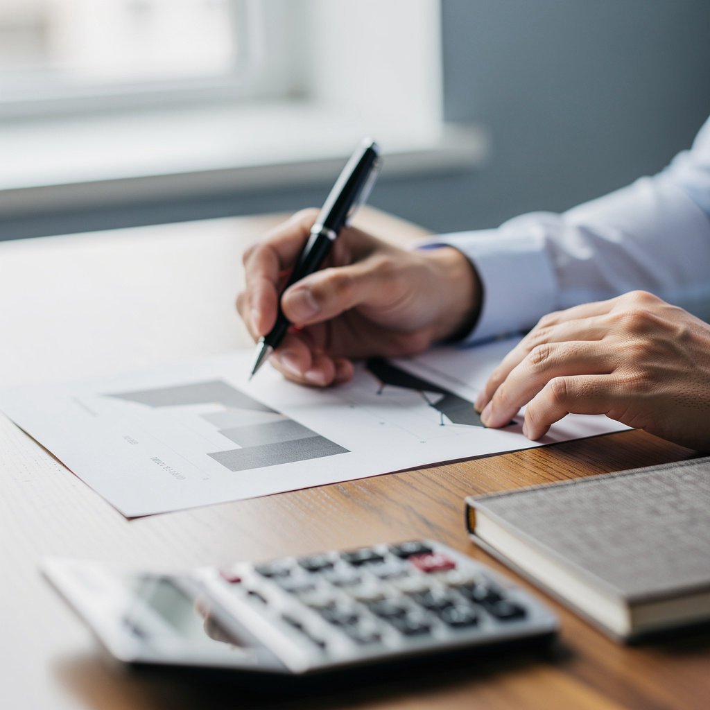 Martin Smith Accounting professional analyzing business valuation data for a Greenville, SC client